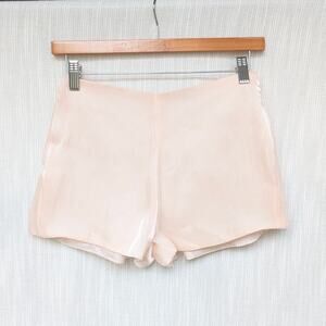 Sierra Darien Beige Pink Satin Shiny Textured Mini Shorts